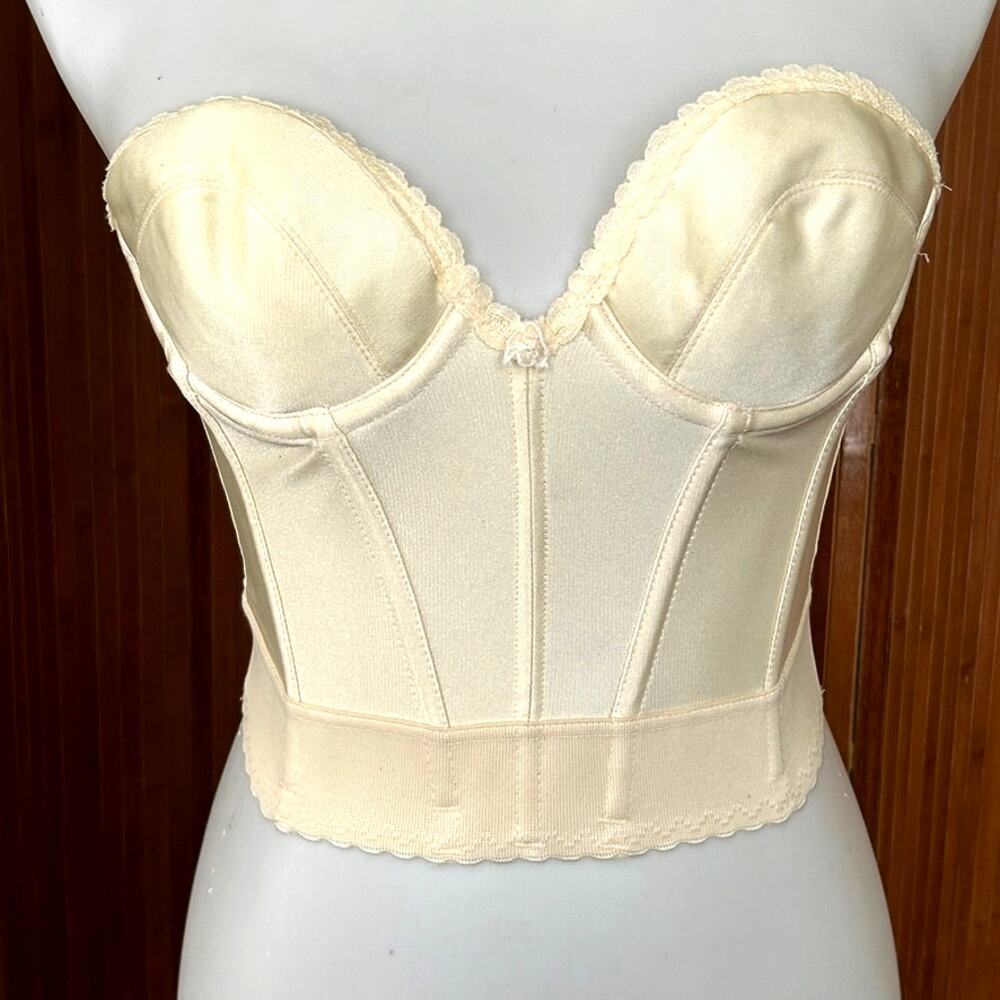 Vintage Carnival Strapless Bustier Bra Cream, Padded 34A